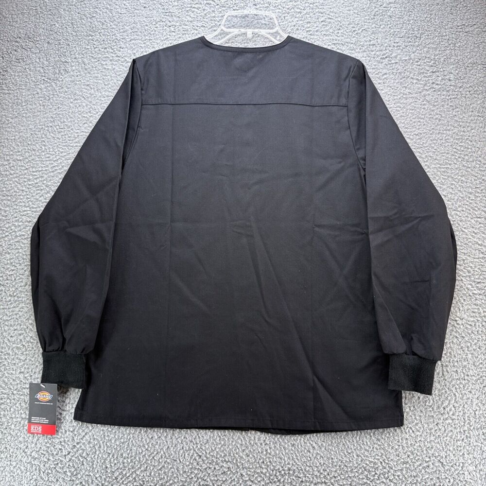 Dickies EDS Medical Scrub Jacket Womens Small Black Warm Up Snap Front 86306 - Picture 3 of 8